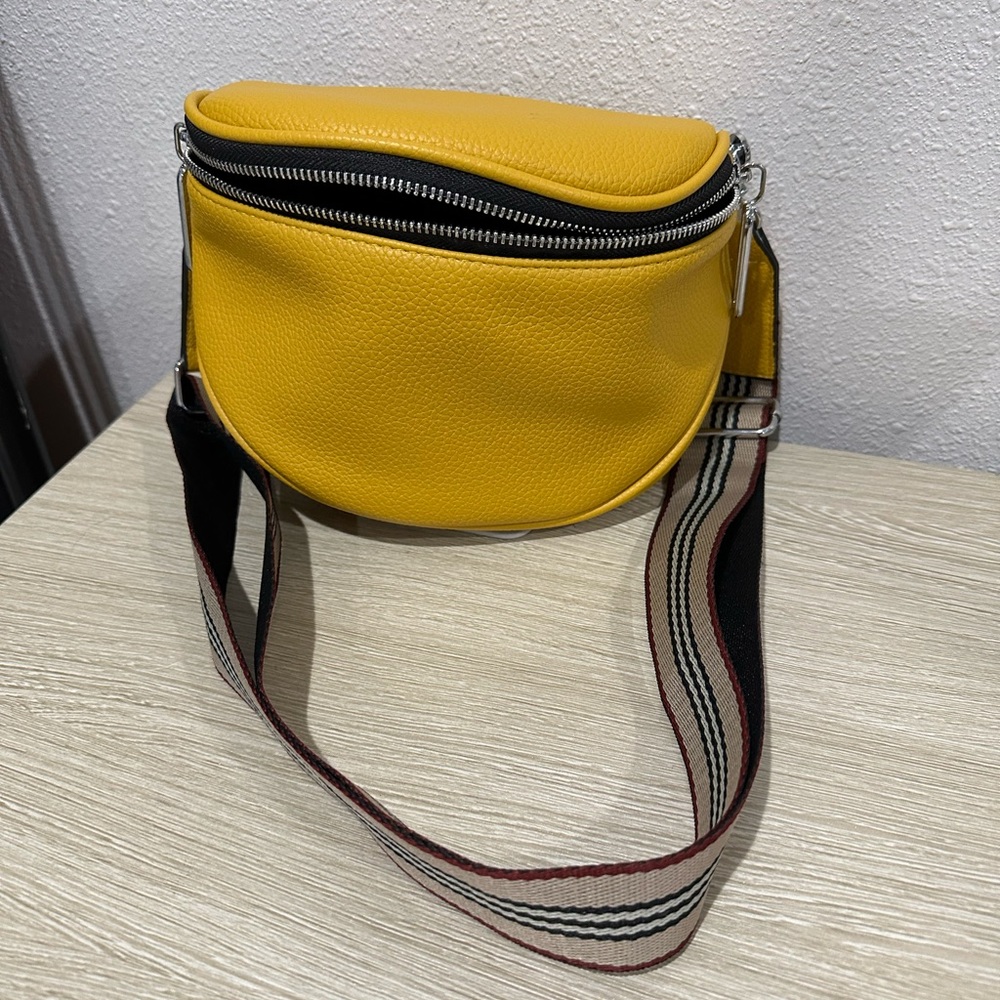 Yellow adjustable faux leather belt bag/Fanny pack